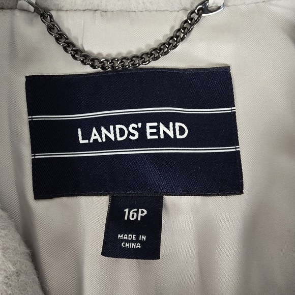 Lands End Women's Dove Grey Cream Belted Coat - Picture 3 of 9